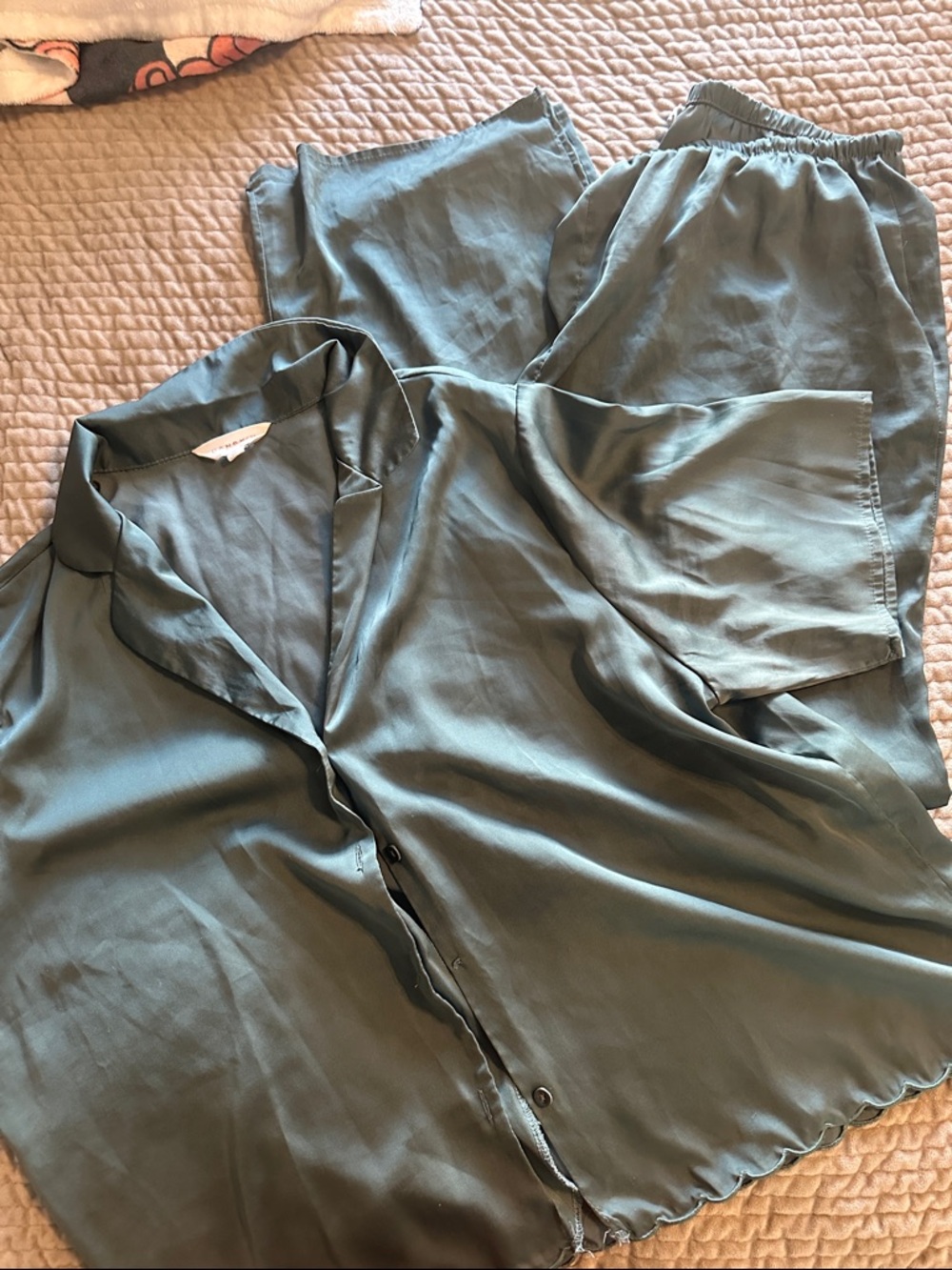 Danskin Women's Satin Pajama Set in Teal Green